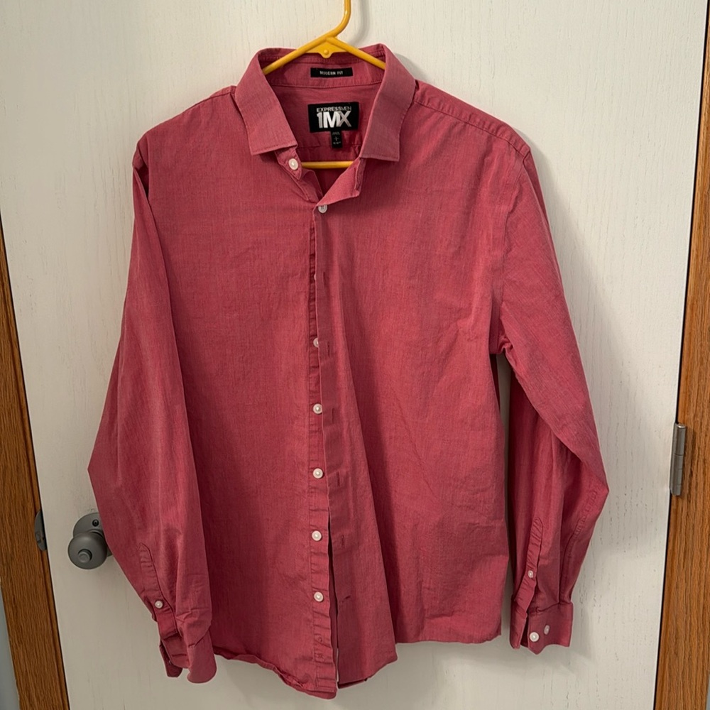 Express Men’s Large Modern Fit Light Red Dress Shirt